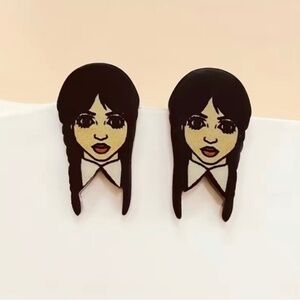 E112 ❤️ Wednesday Adams Family Halloween Horror Goth Acrylic Punk Earring